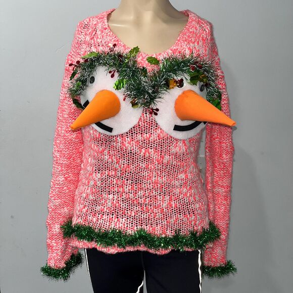 Ready to ship! Women 3D tacky Nauthy funny 3D ugly Christmas sweater Size Small - Picture 1 of 8